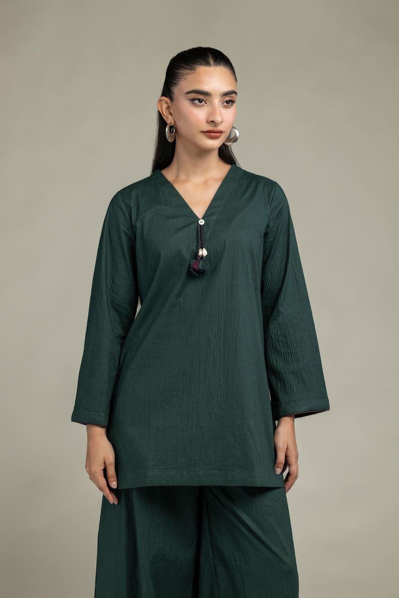 V-Neck Green Kurta