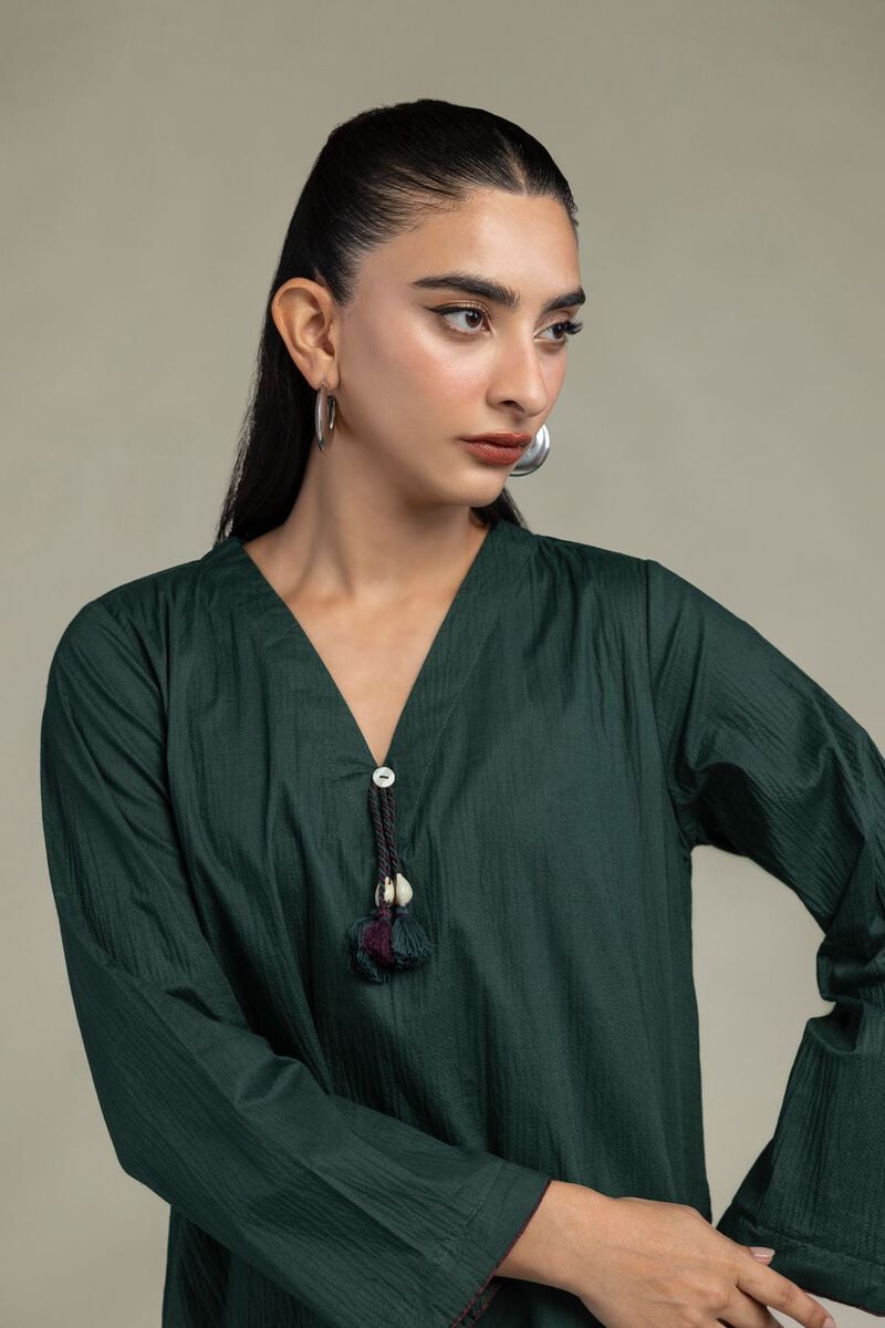 V-Neck Green Kurta