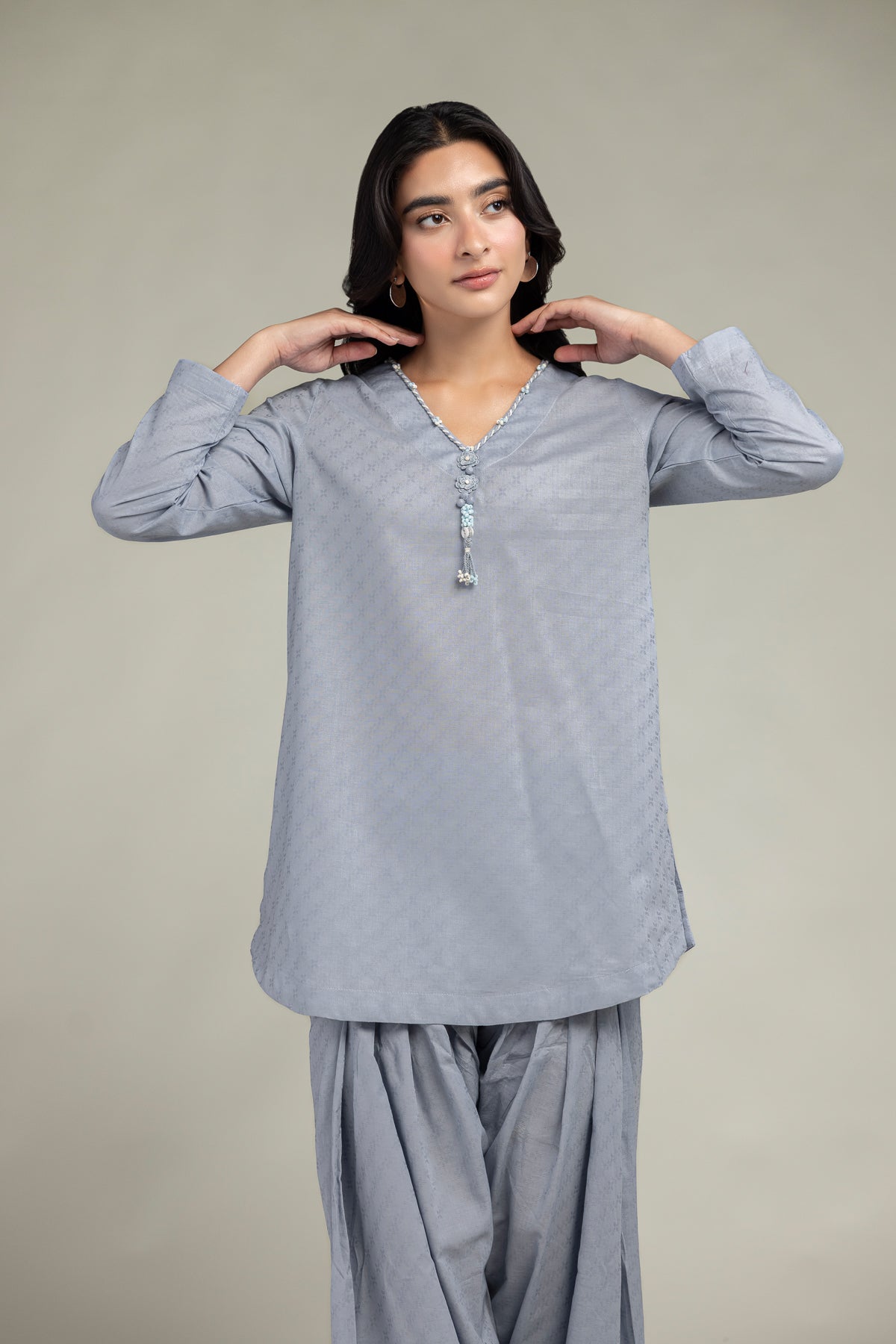 V-Neck Cotton Kurta