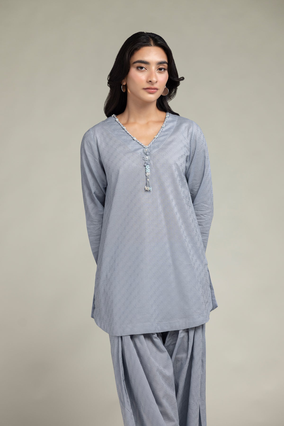 V-Neck Cotton Kurta