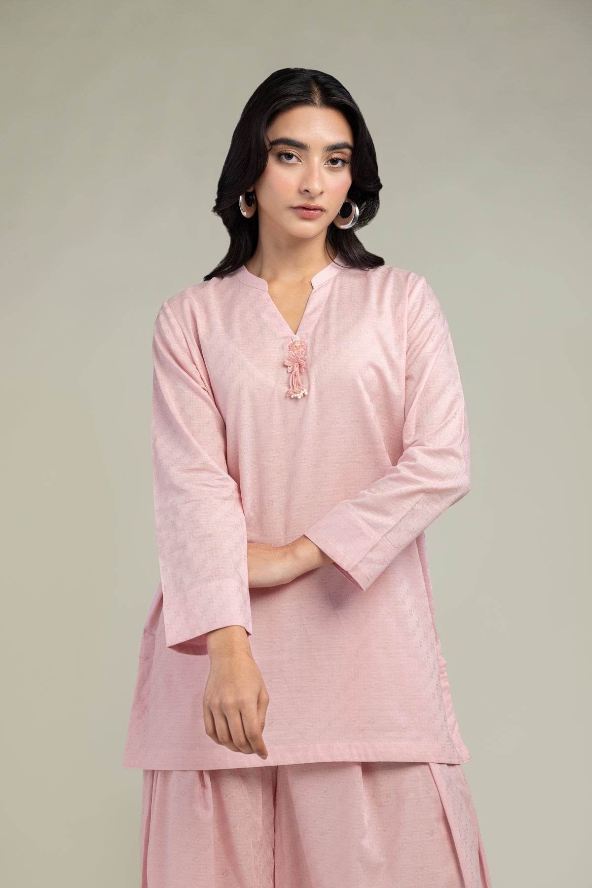 Solid V-Neck Kurta