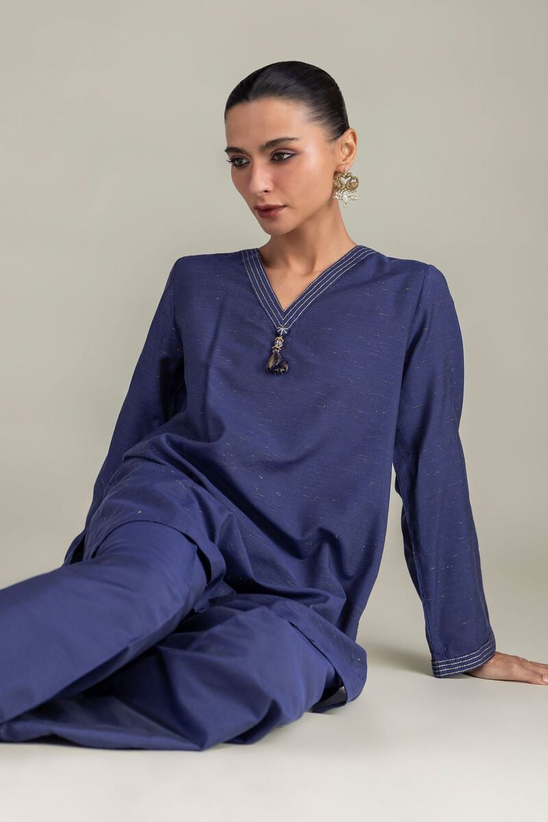 Solid V-Neck Kurta