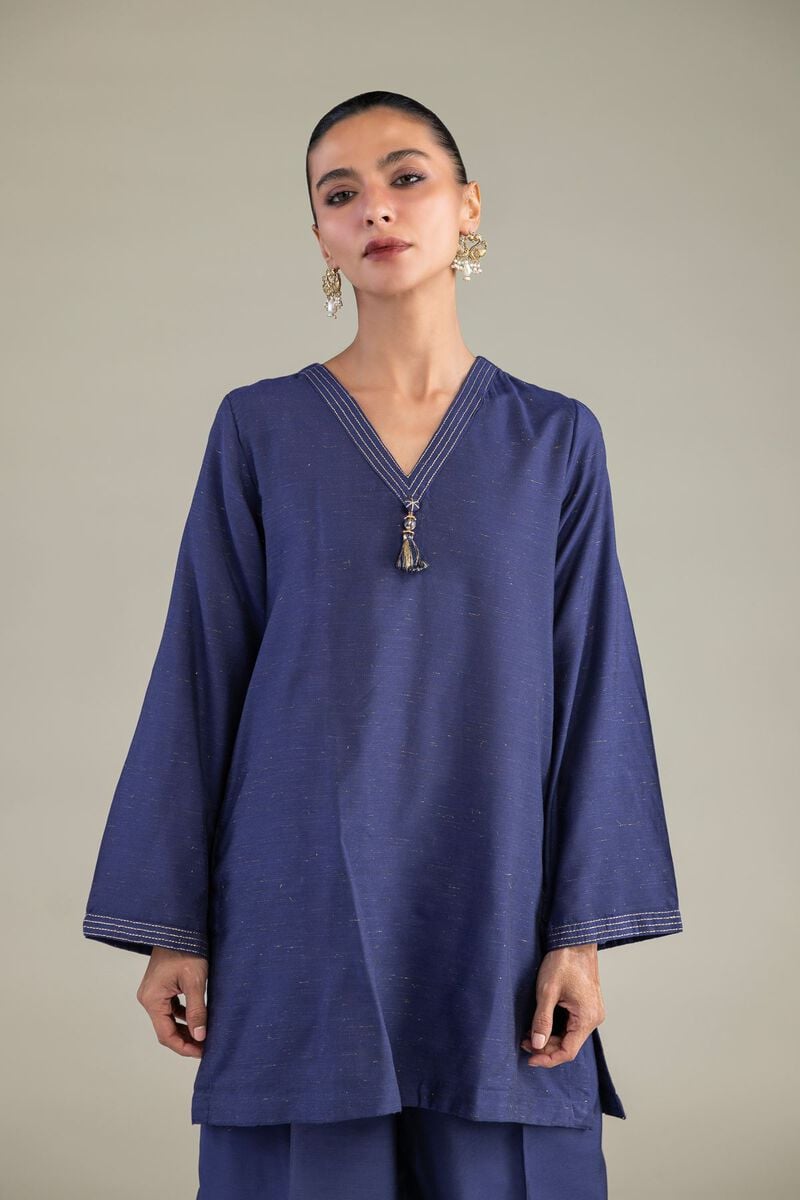 Solid V-Neck Kurta