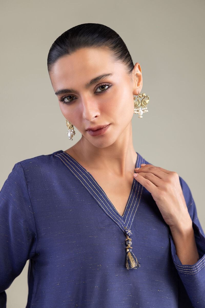 Solid V-Neck Kurta