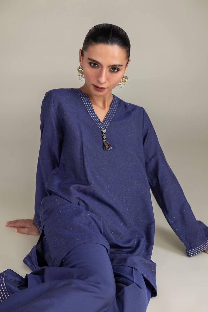 Solid V-Neck Kurta