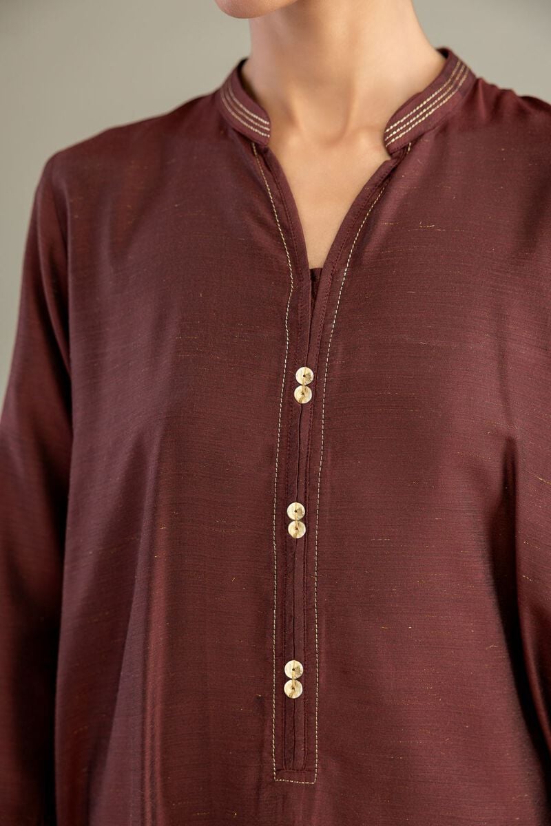 Brown V-Neck Kurta