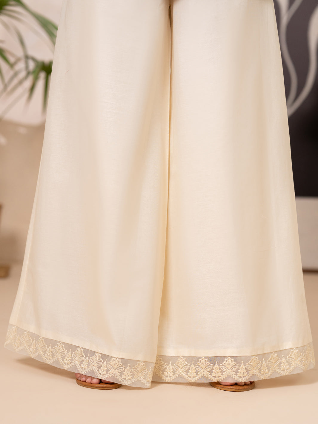 White Cotton Lawn Trouser - AL-T-835