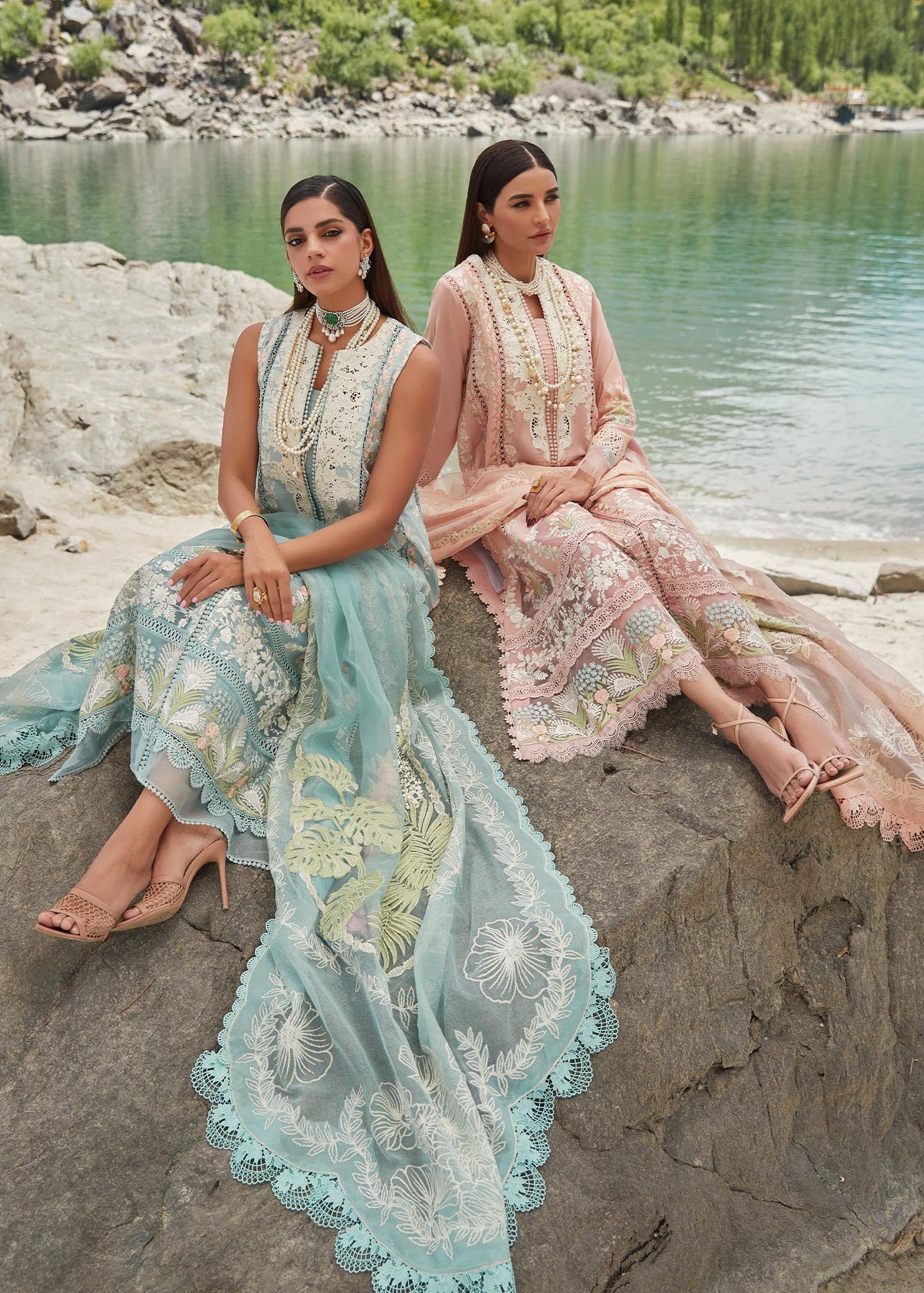 3 Piece Embroidered Jacquard Lawn Suit