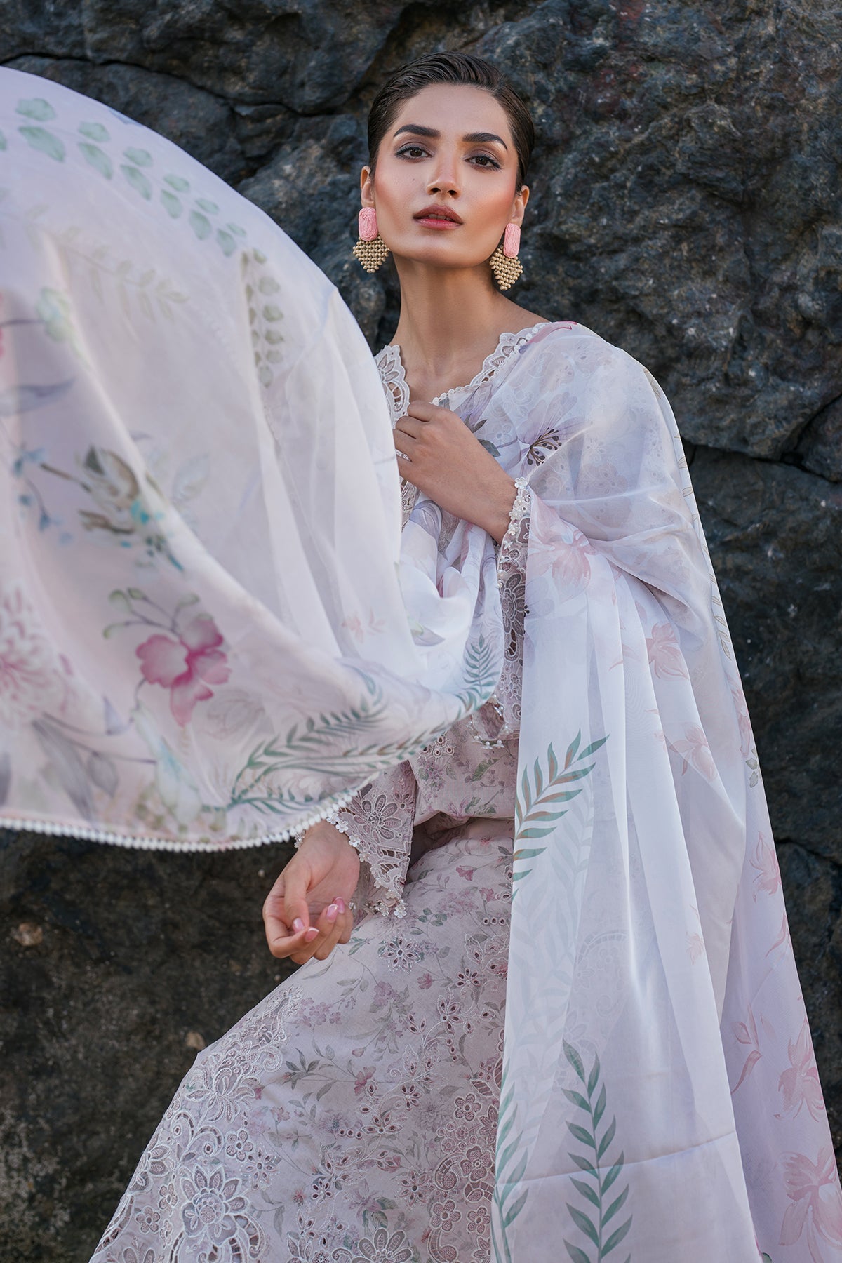 Embroidered Lace Fabric (1Pc)