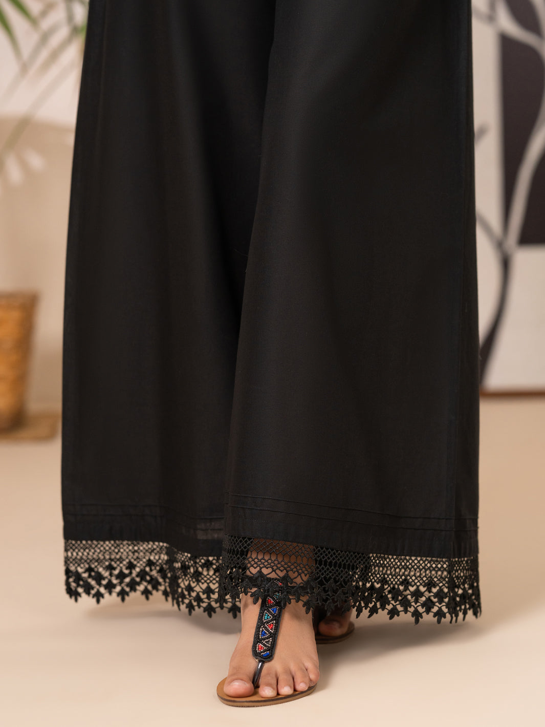 Black Cotton Cambric Trouser - AL-T-841
