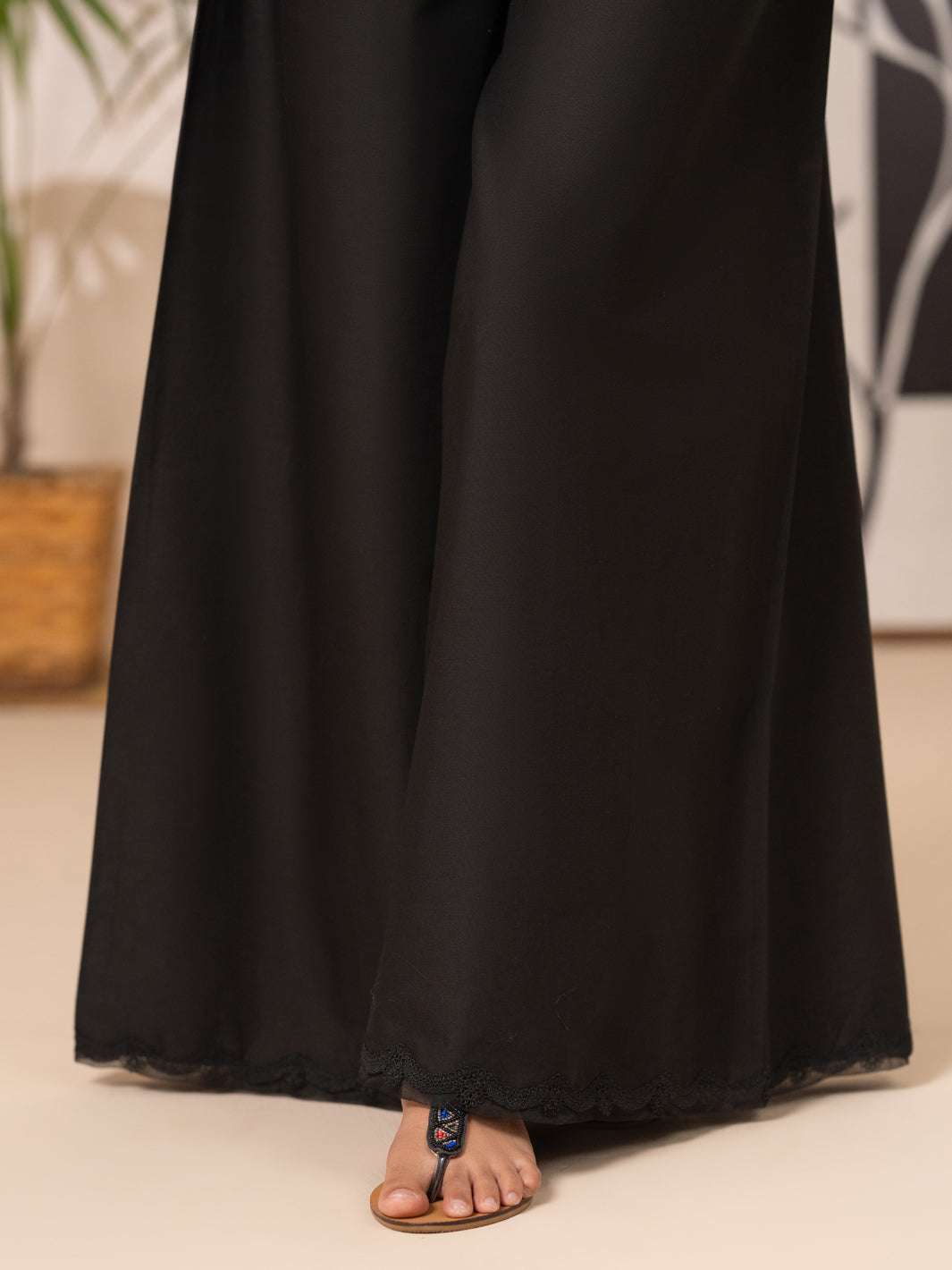 Black Cotton Cambric Trouser - AL-T-842