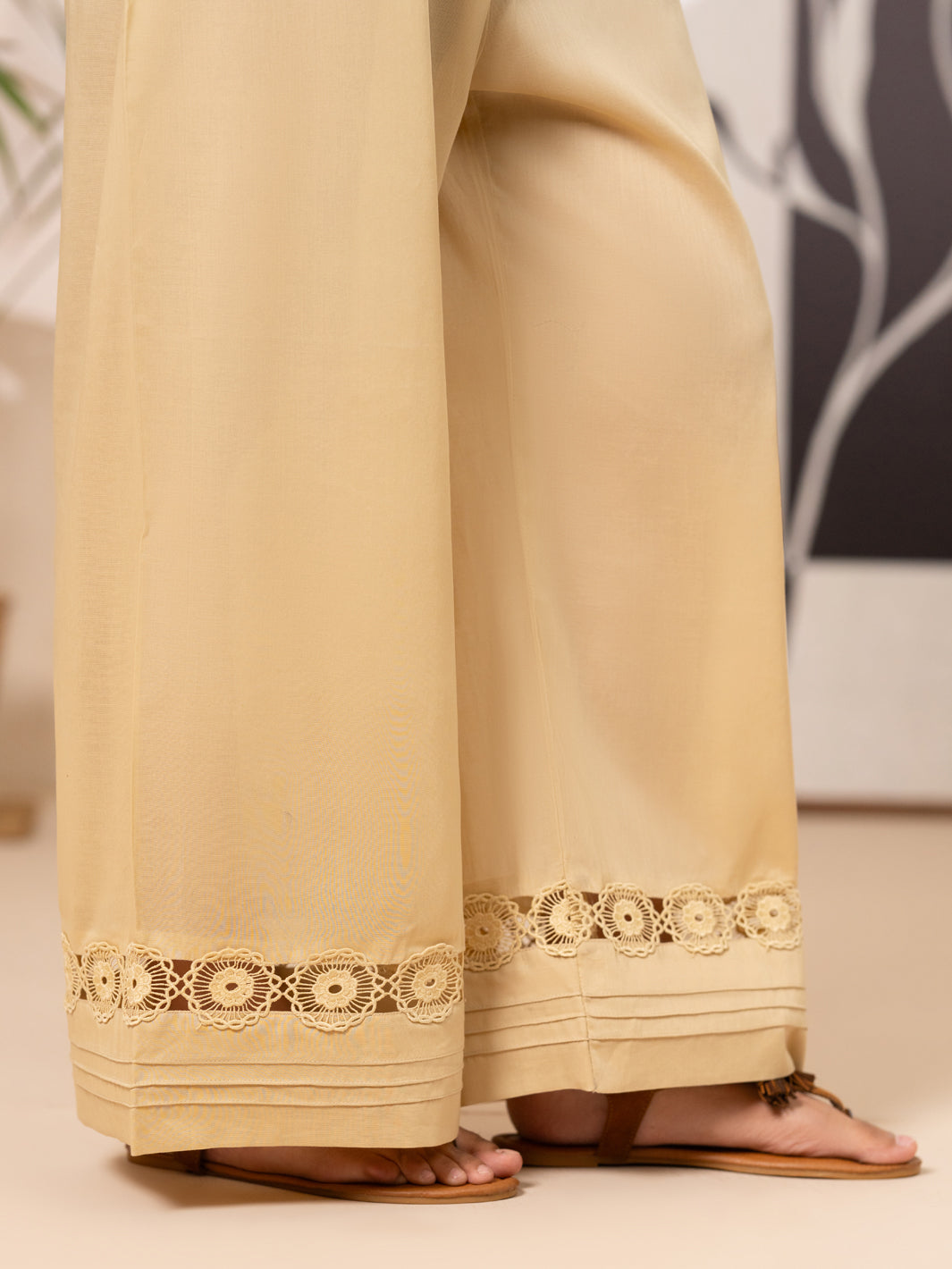 Beige Cotton Lawn Trouser - AL-T-843