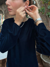 Teal Velvet Shirt Dress