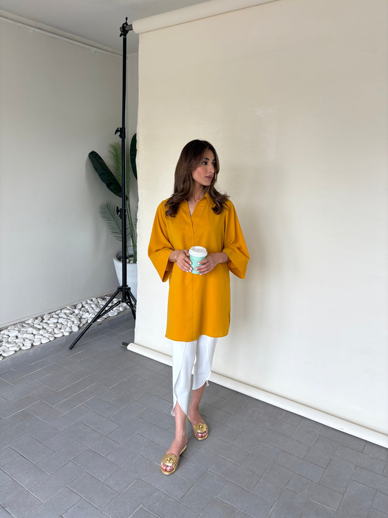 Mustard Toby Tunic with Tulip Shalwar