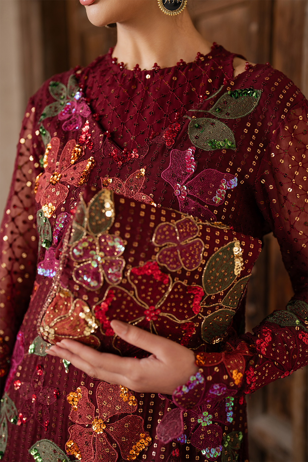 ILC-05 Embroidered Chiffon (Aline Shirt With Sharara)