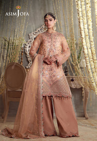 AJULFED-12 Embroidered Zari Check Net Stitched 3 Pcs