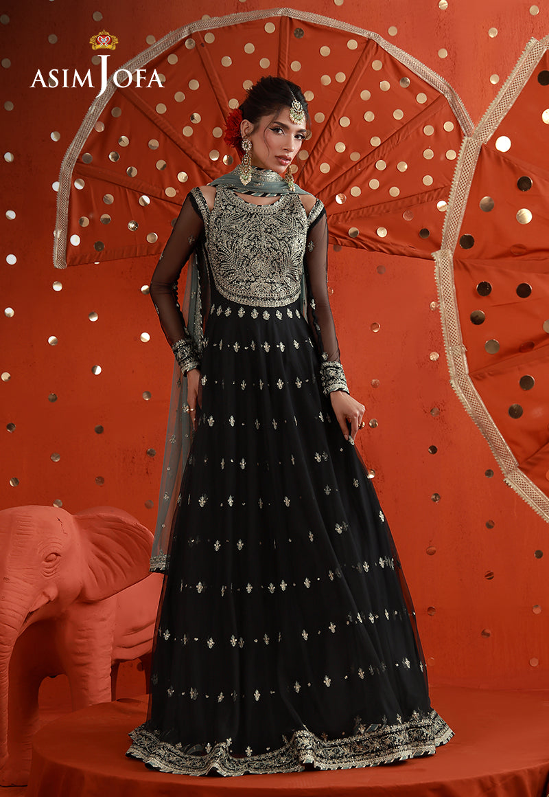 Ajulfb-09 Embroidered Poly Net Unstitched 2 Pcs