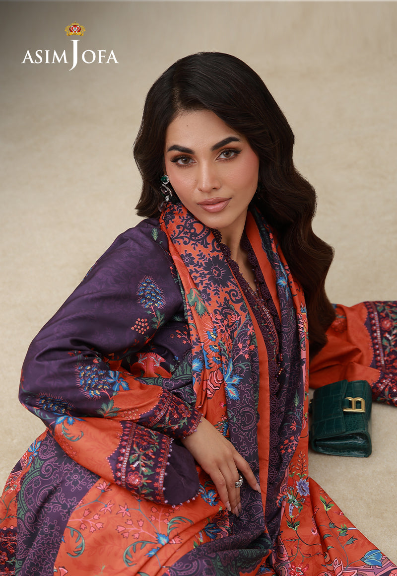 AJULSCD-10 Embroidered Crepe Silk Stitched 3 Pcs