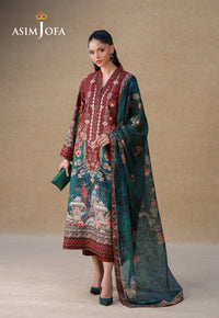 AJULSCD-07 Embroidered Raw Silk Stitched 3 Pcs