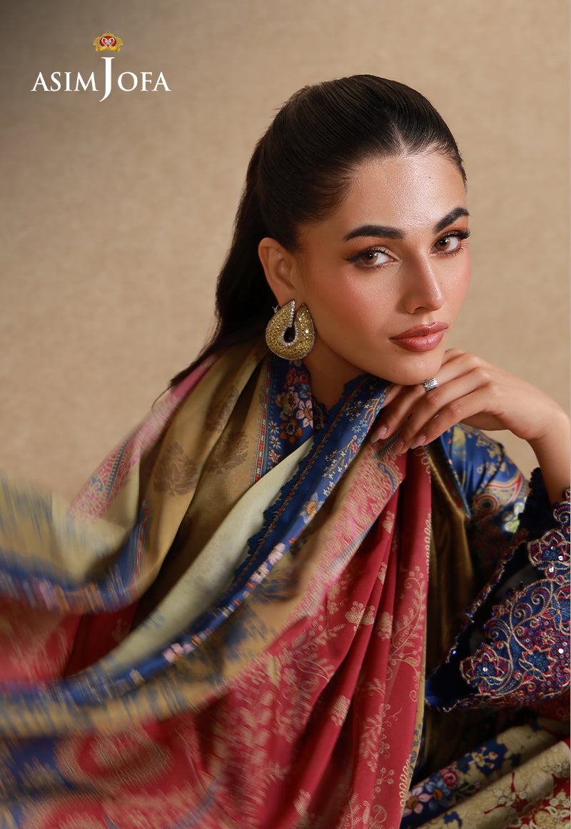 AJULSC-01 Embroidered Charmeuse Silk Unstitched 3 Pcs