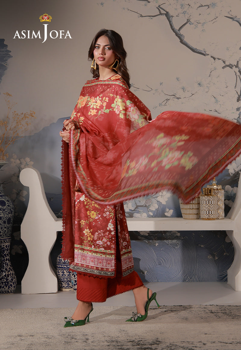 AJCS-03 Printed Charmeuse Silk Unstitched 3 Pcs