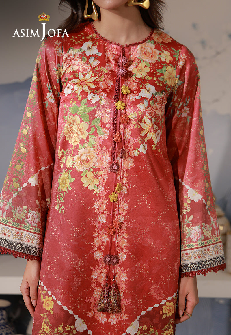 AJCS-03 Printed Charmeuse Silk Unstitched 3 Pcs