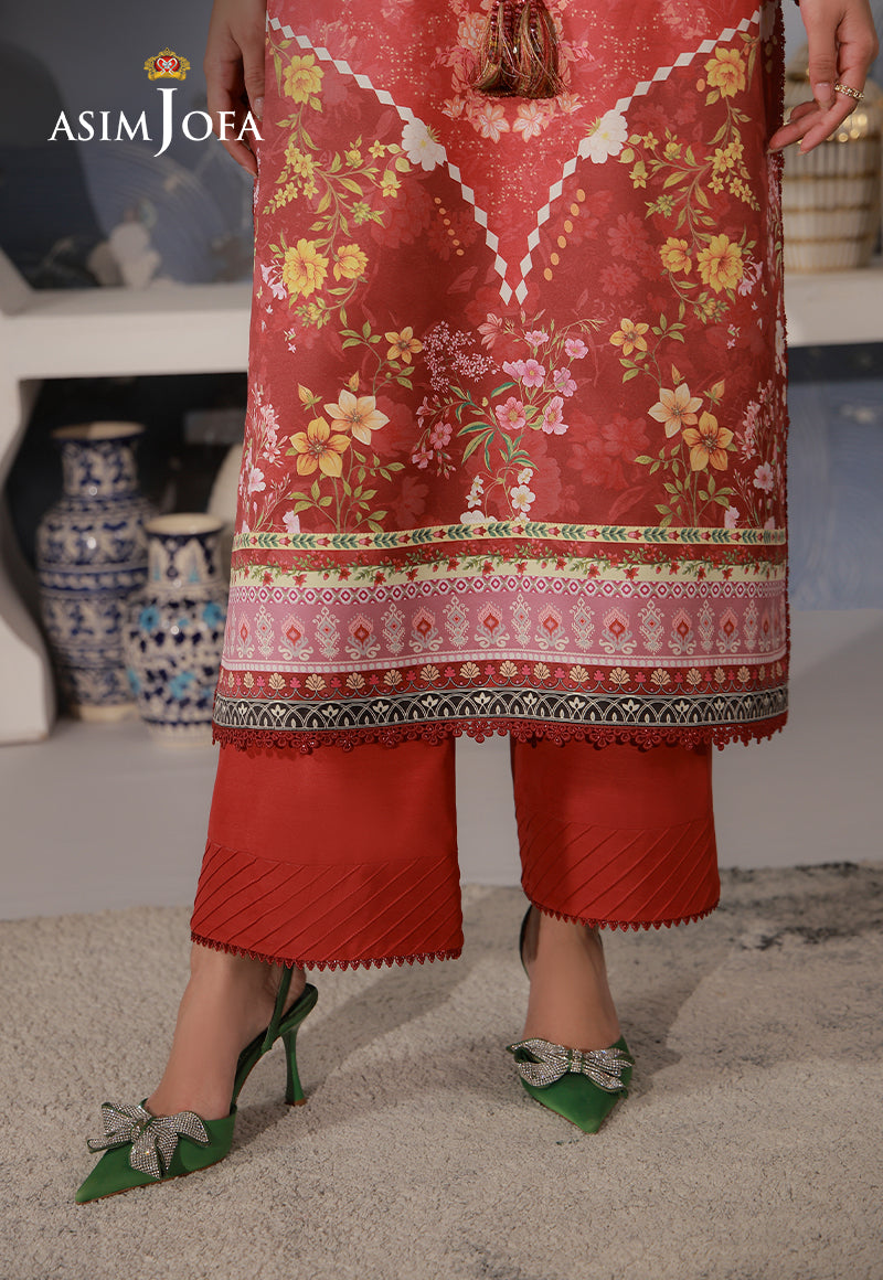 AJCS-03 Printed Charmeuse Silk Unstitched 3 Pcs