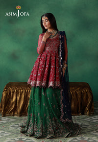 AJULND-08 Embroidered Net Stitched 3 Pcs