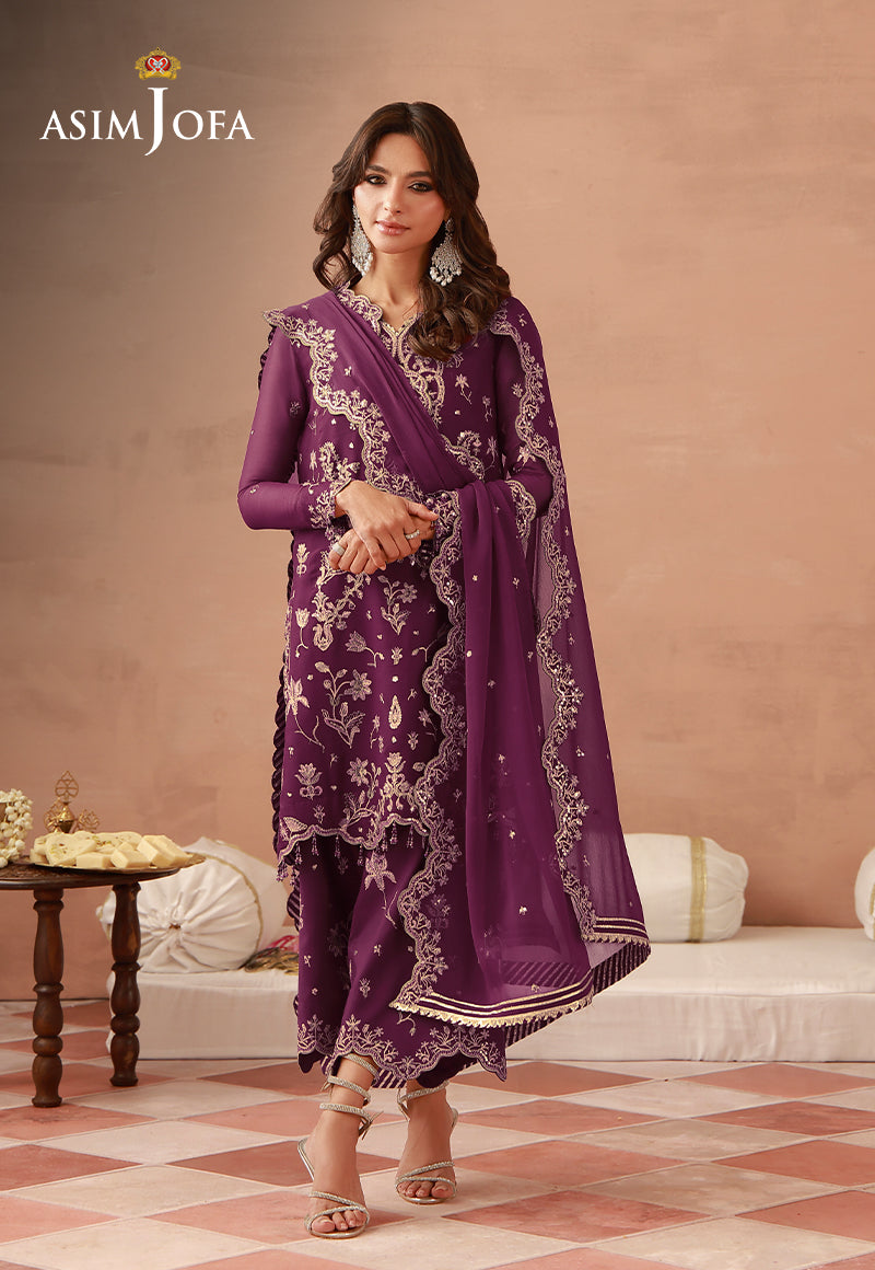 AJULFH-08 Embroidered Chiffon Unstitched 3 Pcs