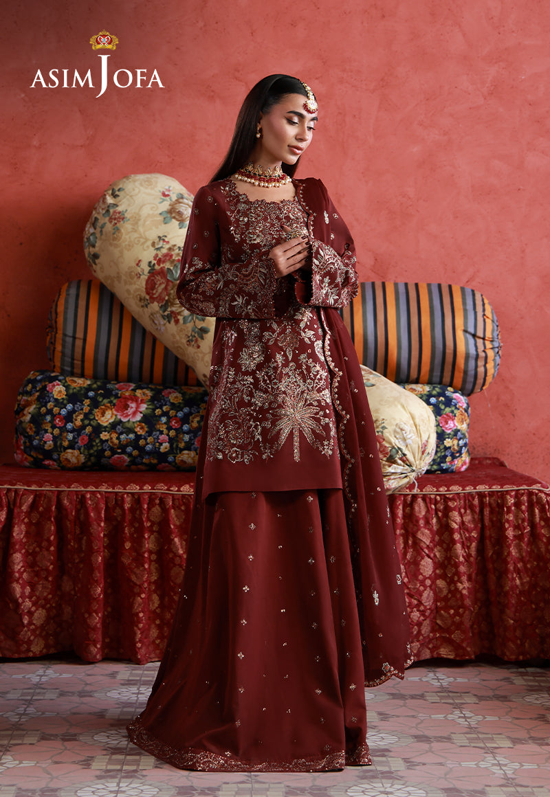 AJULND-11 Embroidered Two Toned Cotton Silk Stitched 3 Pcs