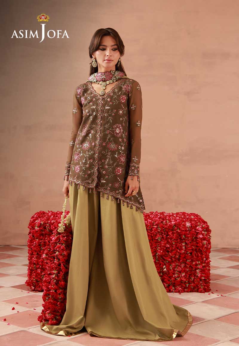 AJULFH-04 Embroidered Chiffon Unstitched 3 Pcs