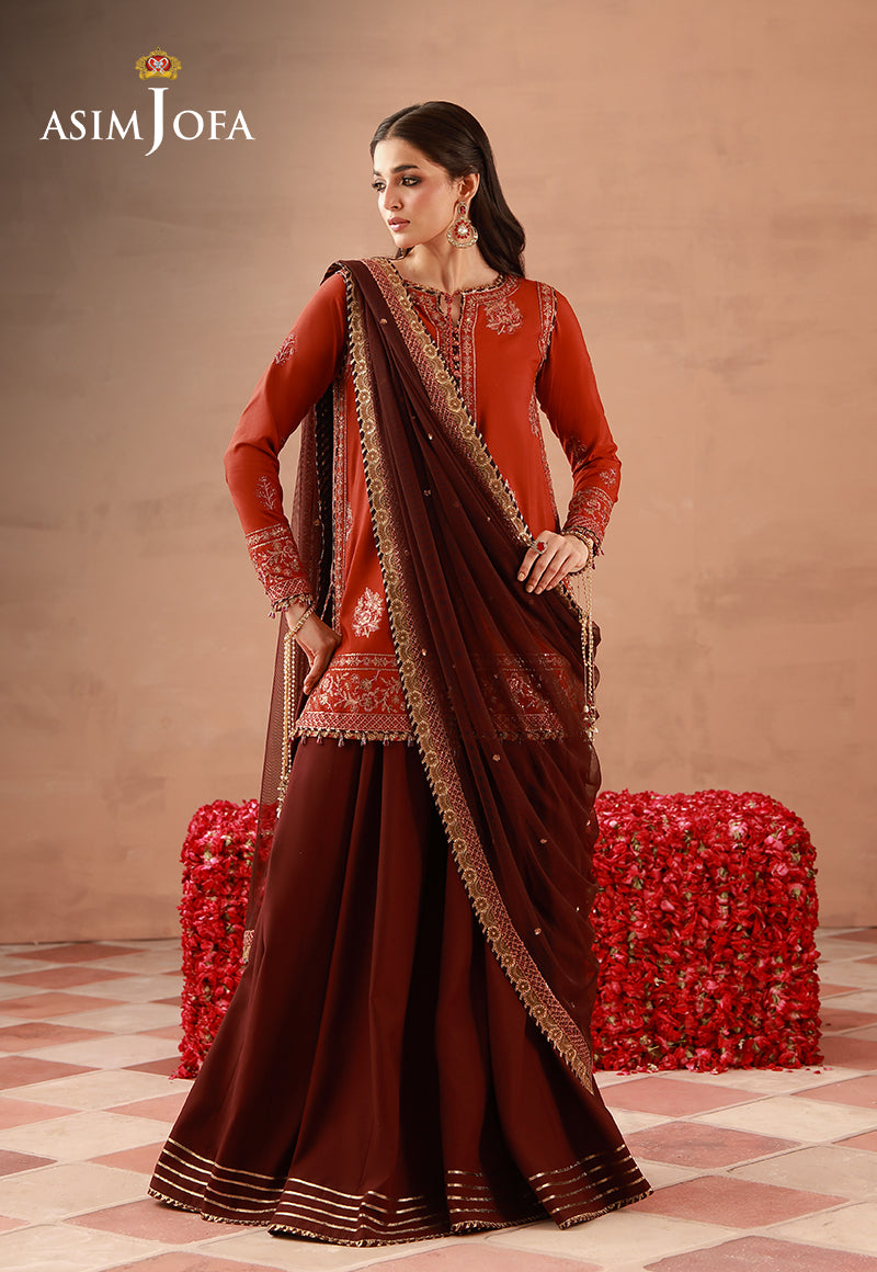 AJULFH-03 Embroidered Twisted Silk Unstitched 3 Pcs