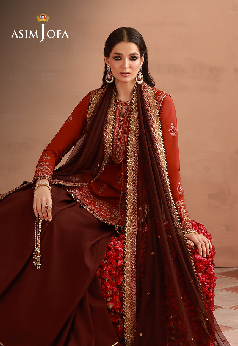 AJULFH-03 Embroidered Twisted Silk Unstitched 3 Pcs