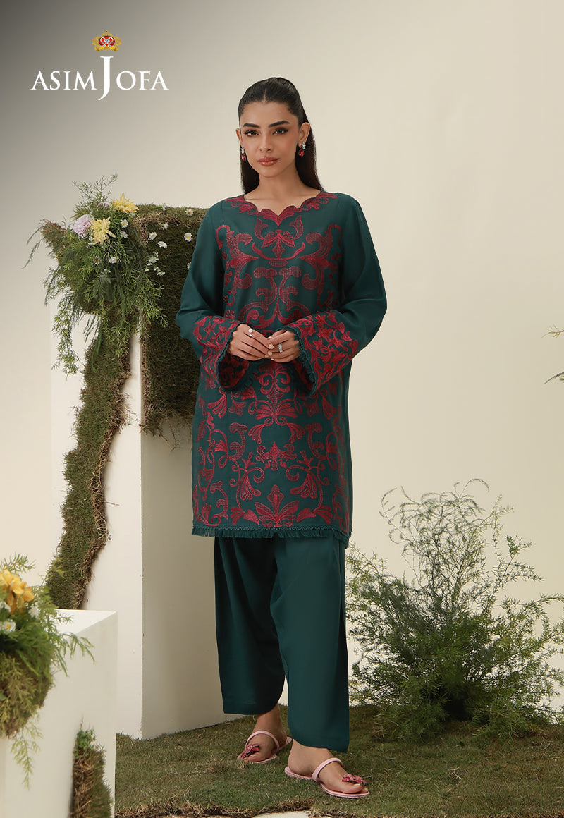 AJEMB-25 EMBROIDERED ORGANZA STITCHED 3 PCS