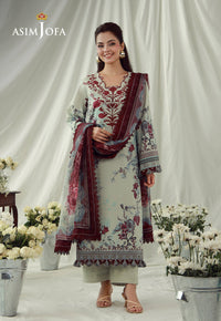 AJUBEP-03 Printed Embroidered Cambric Unstitched 3 Pcs