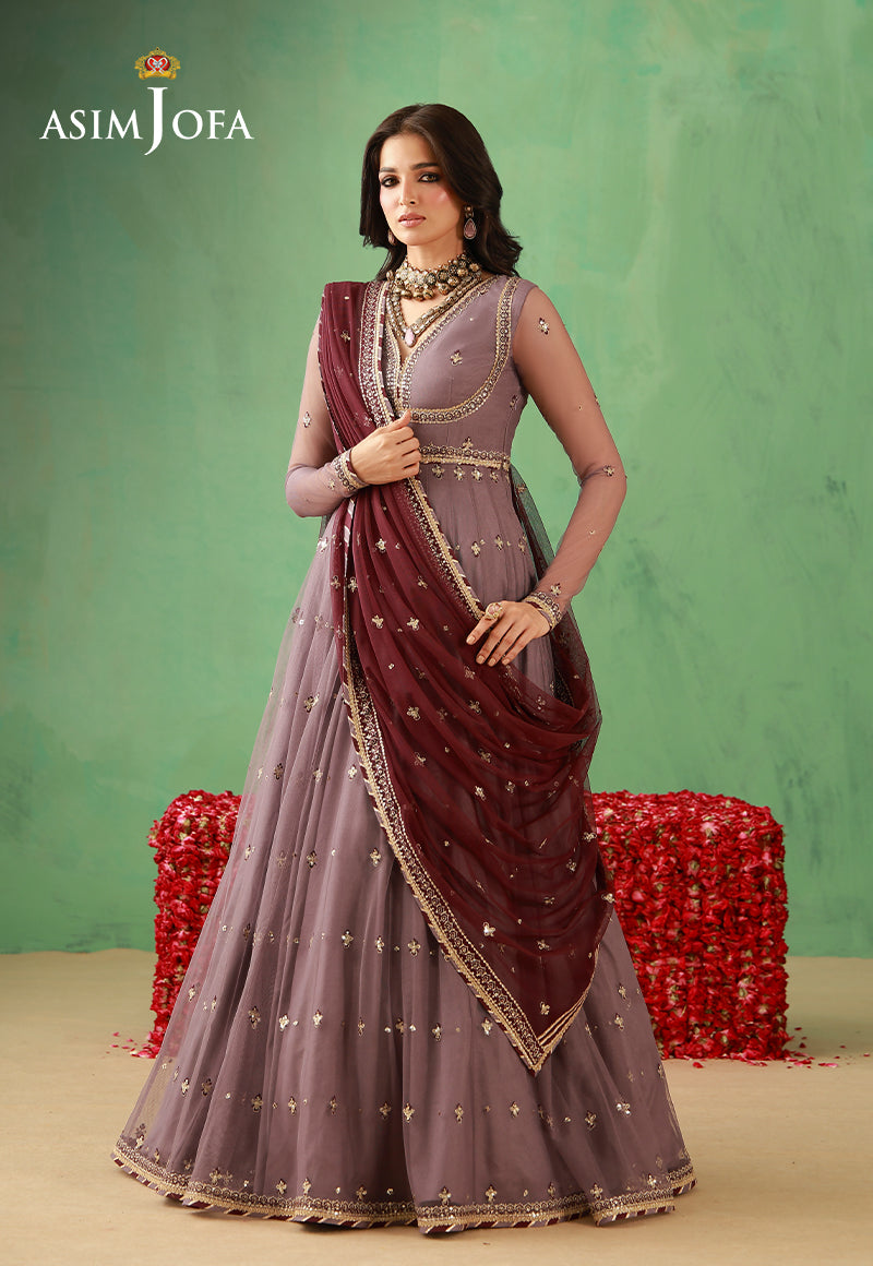 AJULFH-02 Embroidered Net Unstitched 2 Pcs