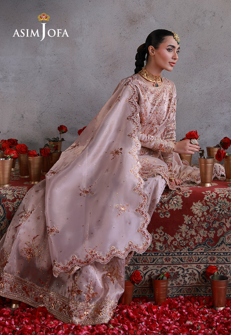 AJULN-15 Embroidered Zari Tissue Net Unstitched 3 Pcs