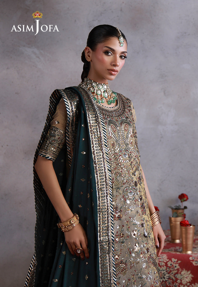 AJULN-19 Embroidered Zari Check Net Unstitched 3 Pcs