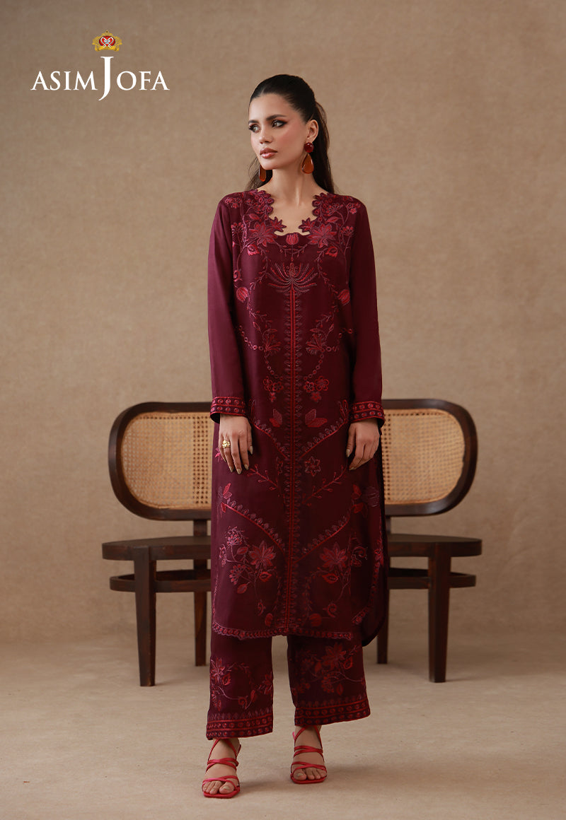 Ajpb-326 Embroidered Cotton Silk Stitched 2Pcs