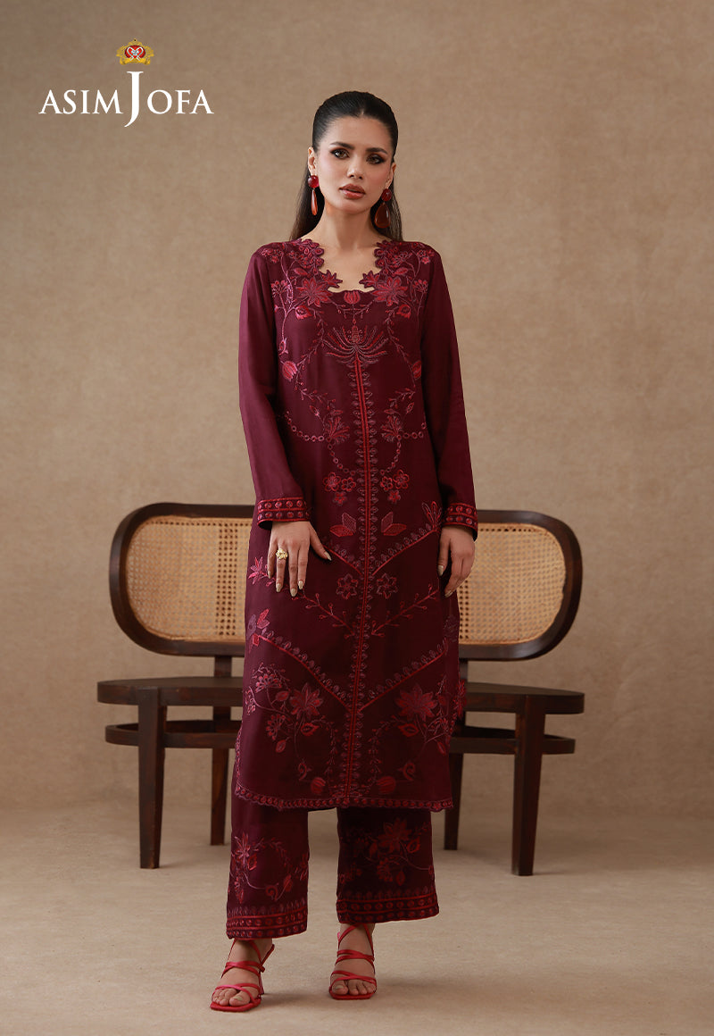 Ajpb-326 Embroidered Cotton Silk Stitched 2Pcs