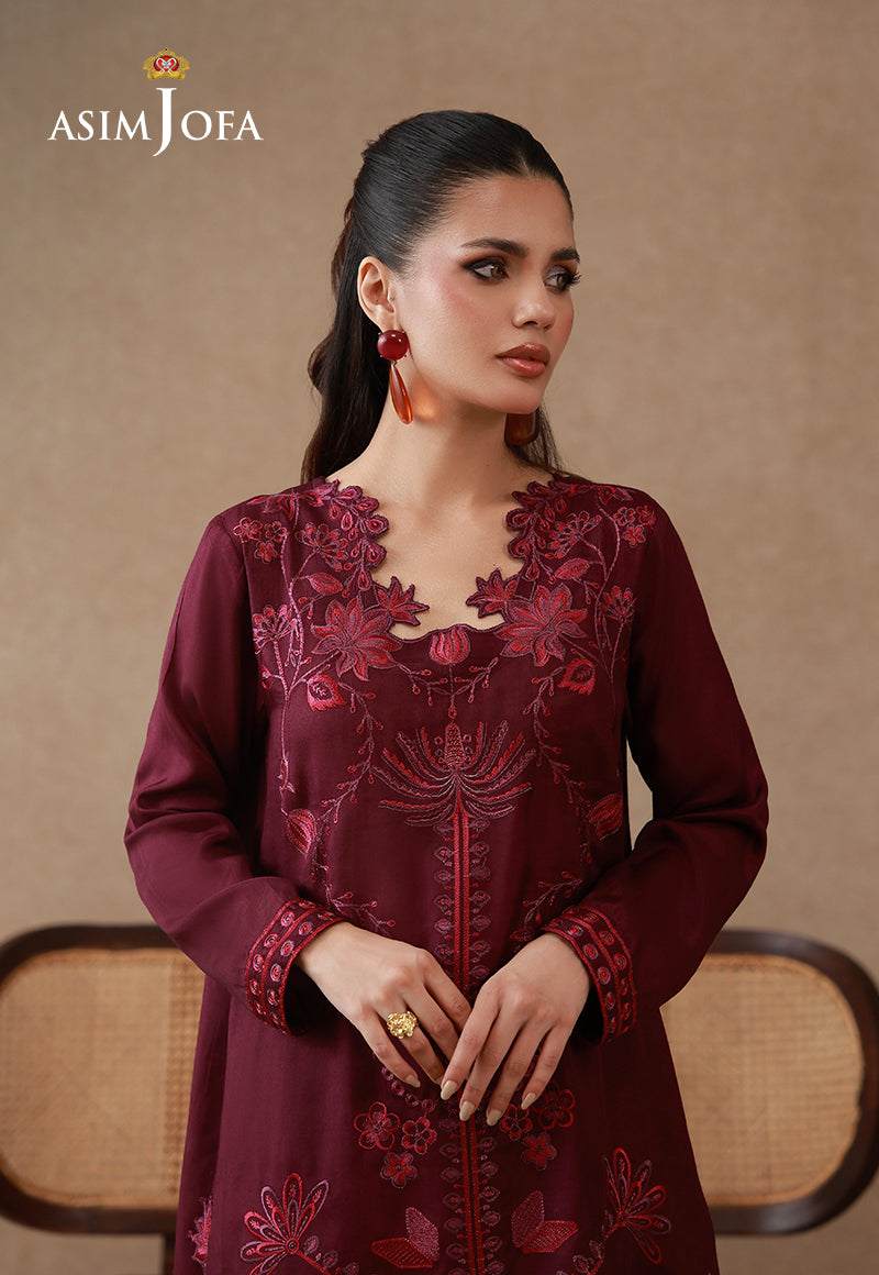 Ajpb-326 Embroidered Cotton Silk Stitched 2Pcs