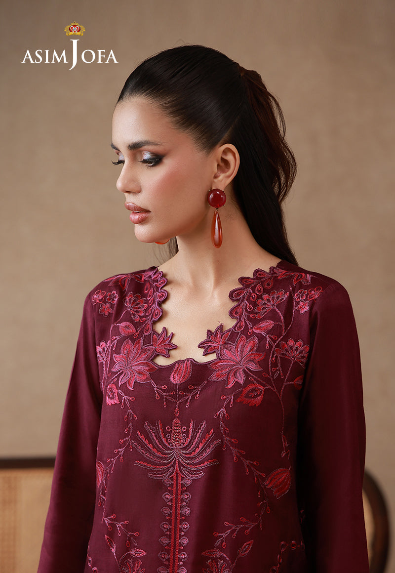 Ajpb-326 Embroidered Cotton Silk Stitched 2Pcs
