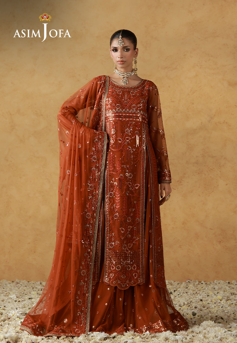 AJULN-20 Embroidered Net Unstitched 3 Pcs