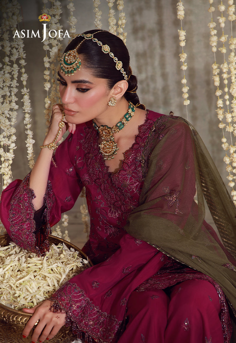 AJULFED-06 Embroidered Raw Silk Stitched 3 Pcs