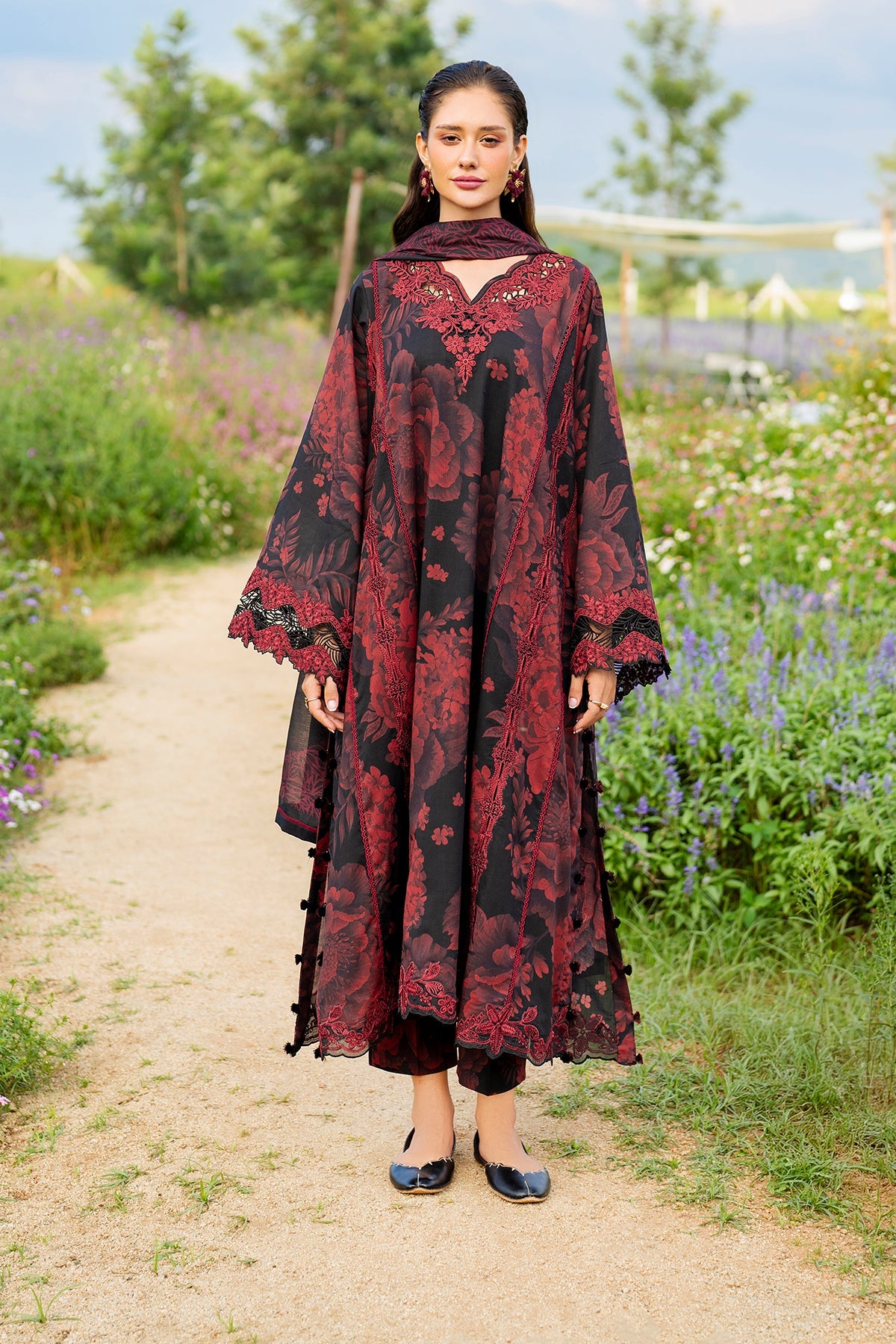 3 Piece Embroidered Velvet Suit