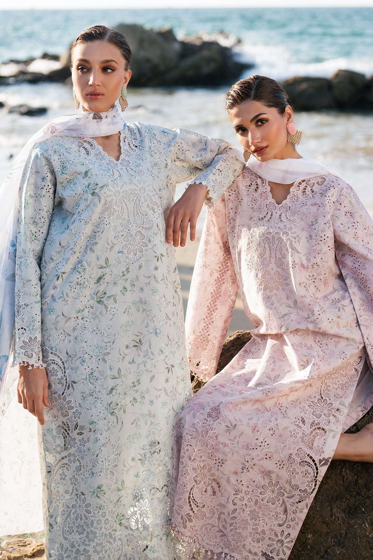 2 Piece Embroidered Dobby Lawn Suit