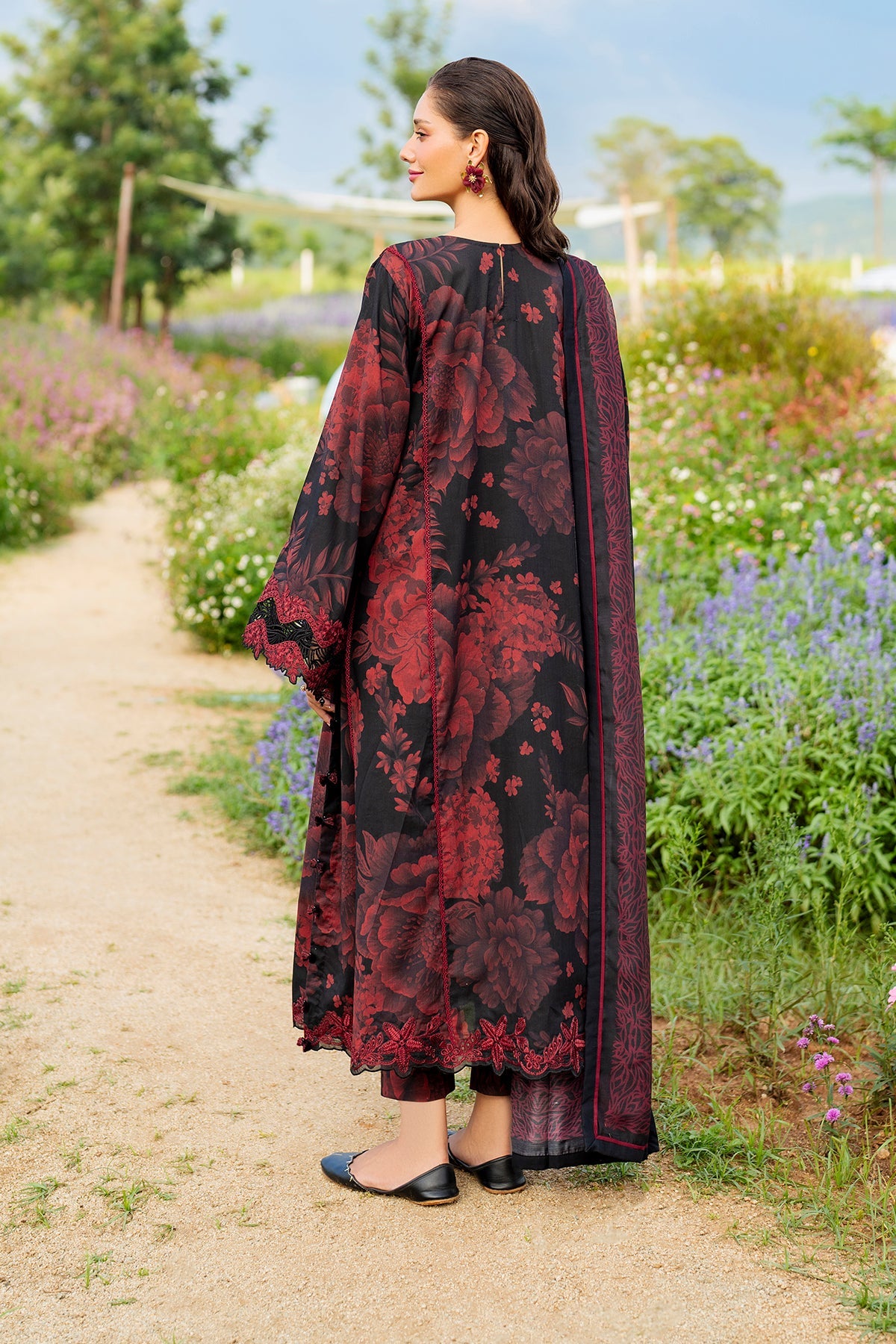 3 Piece Embroidered Twill Linen Suit
