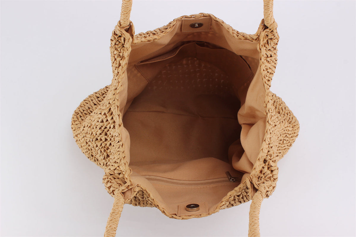 Azure Raffia Tote Bag