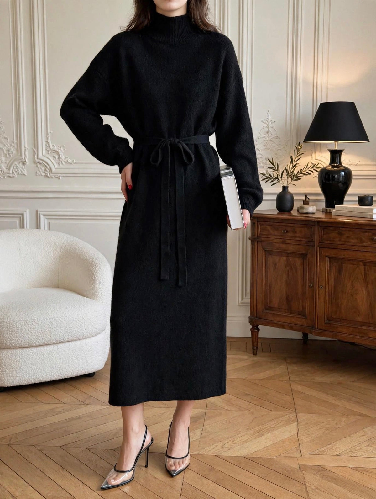Liya Cable Knit Dress with Belt