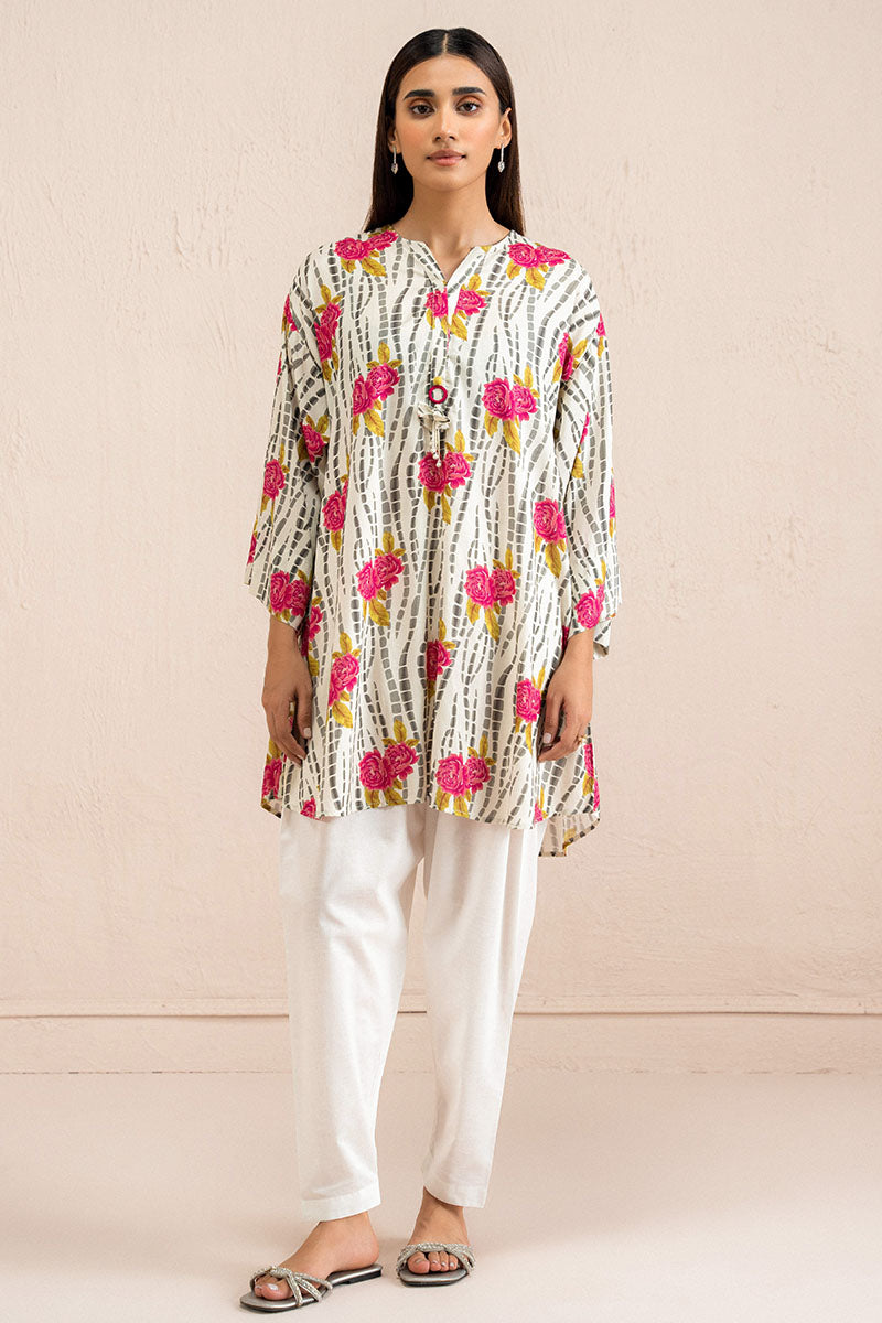 Ivory Frost Printed Linen Shirt